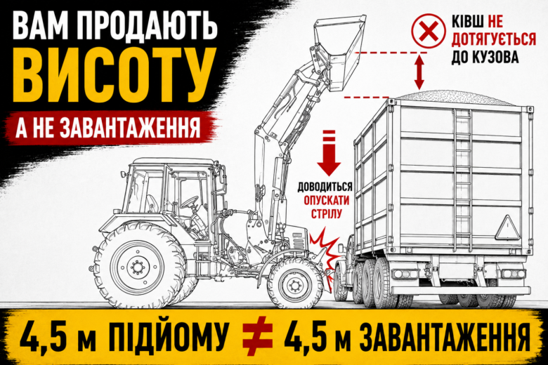 Чому корисна висота підйому ковша фронтального навантажувача не завжди дорівнює фактичній висоті підйому